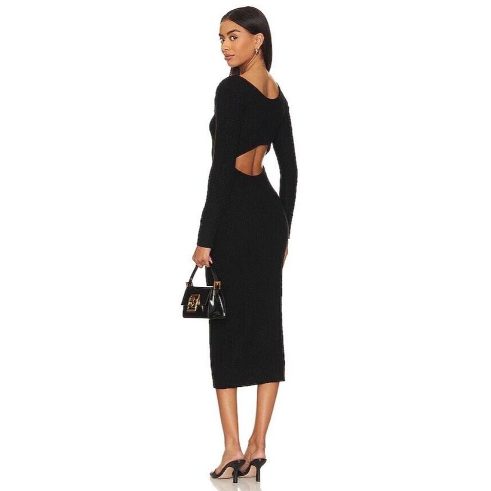 ASTR the Label Regina Sweater Dress Black Cable Knit Open Back